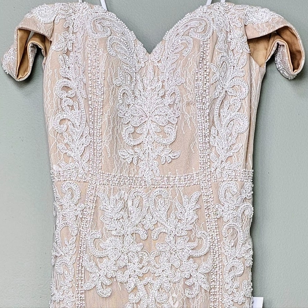 Lulu's Off-Shoulder Lace Wedding Dress - Cream - Picture 9 of 15